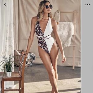 Brand New Leopard Print Criss Cross bathing suit